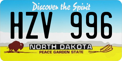 ND license plate HZV996