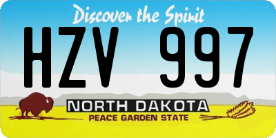 ND license plate HZV997