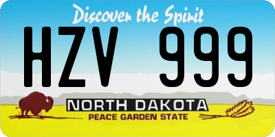 ND license plate HZV999