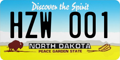 ND license plate HZW001