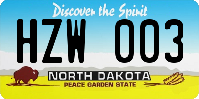 ND license plate HZW003