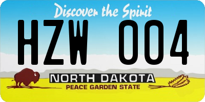 ND license plate HZW004