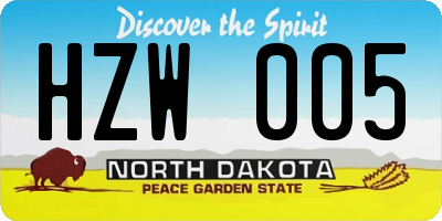 ND license plate HZW005