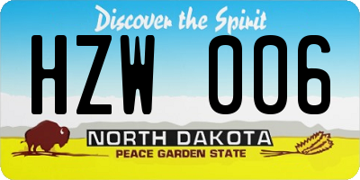 ND license plate HZW006