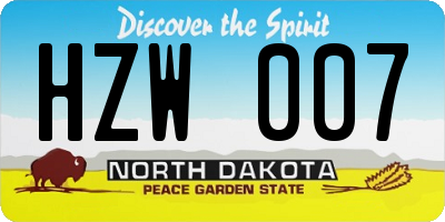 ND license plate HZW007