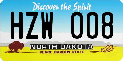 ND license plate HZW008