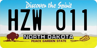 ND license plate HZW011