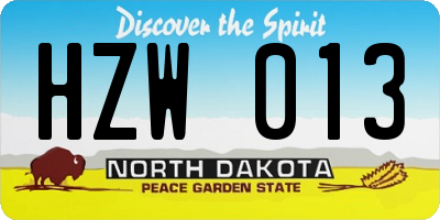 ND license plate HZW013