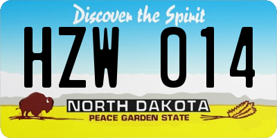 ND license plate HZW014