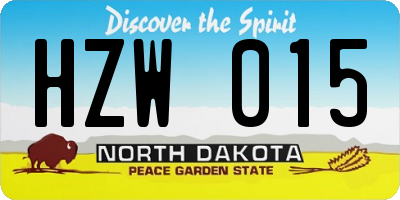 ND license plate HZW015
