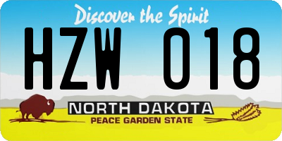ND license plate HZW018