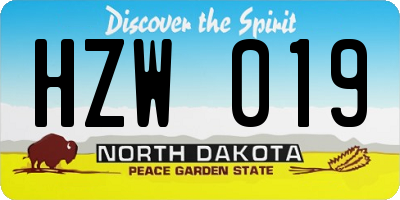ND license plate HZW019