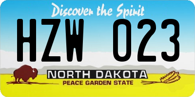 ND license plate HZW023