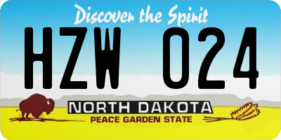 ND license plate HZW024