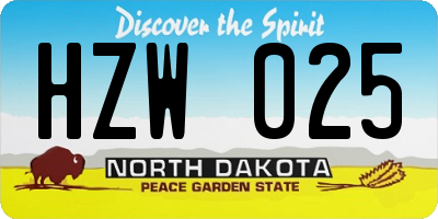 ND license plate HZW025