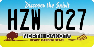 ND license plate HZW027