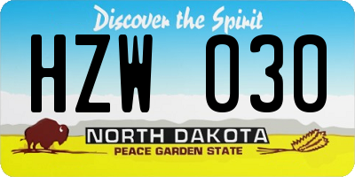 ND license plate HZW030