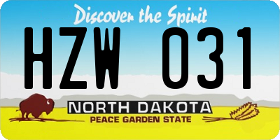 ND license plate HZW031