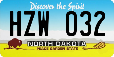 ND license plate HZW032