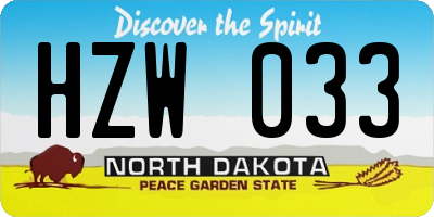 ND license plate HZW033