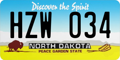 ND license plate HZW034
