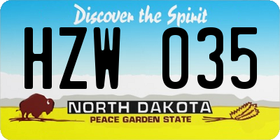 ND license plate HZW035