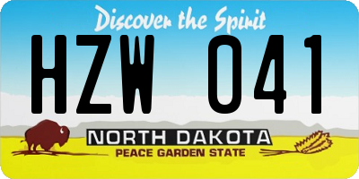 ND license plate HZW041