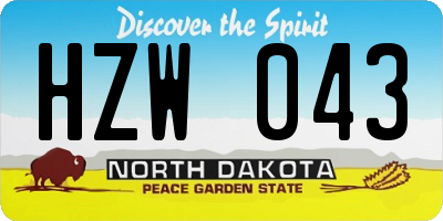 ND license plate HZW043