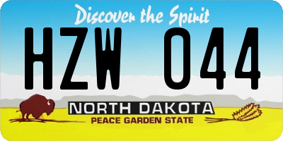 ND license plate HZW044