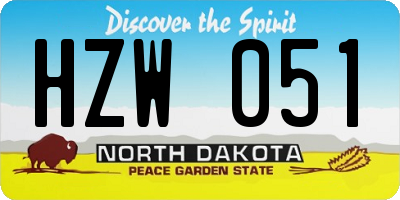 ND license plate HZW051