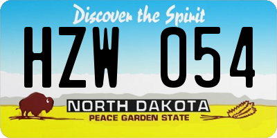 ND license plate HZW054