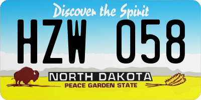 ND license plate HZW058