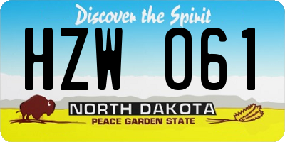 ND license plate HZW061