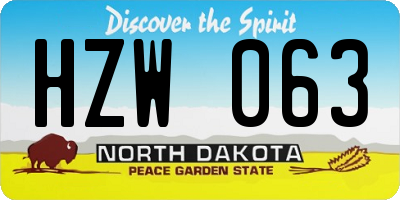 ND license plate HZW063