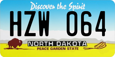 ND license plate HZW064
