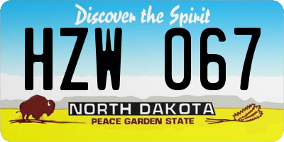 ND license plate HZW067