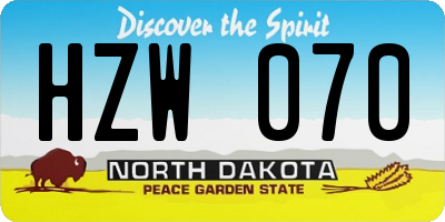ND license plate HZW070