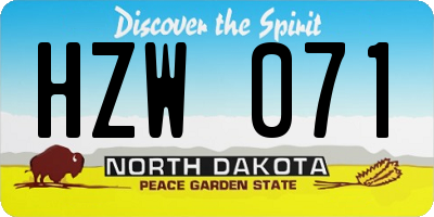 ND license plate HZW071