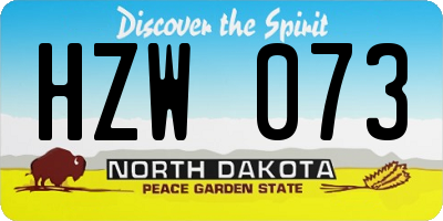 ND license plate HZW073