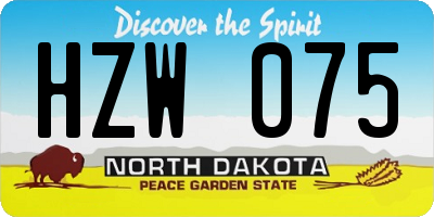 ND license plate HZW075