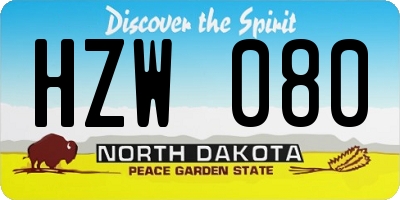 ND license plate HZW080