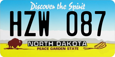 ND license plate HZW087
