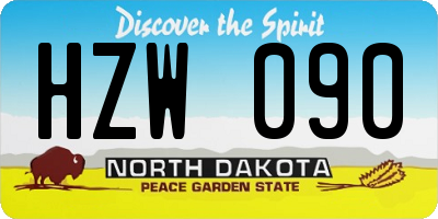 ND license plate HZW090