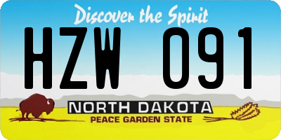ND license plate HZW091