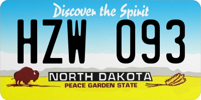 ND license plate HZW093