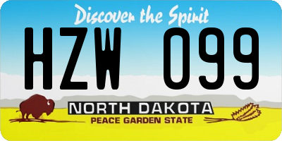 ND license plate HZW099