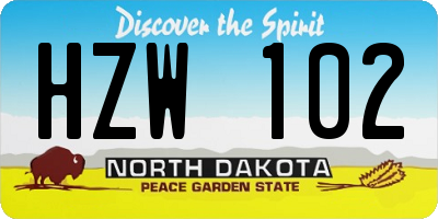 ND license plate HZW102