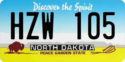ND license plate HZW105