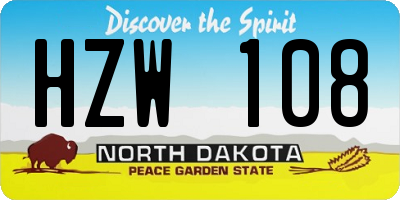 ND license plate HZW108