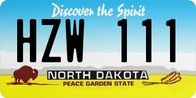 ND license plate HZW111